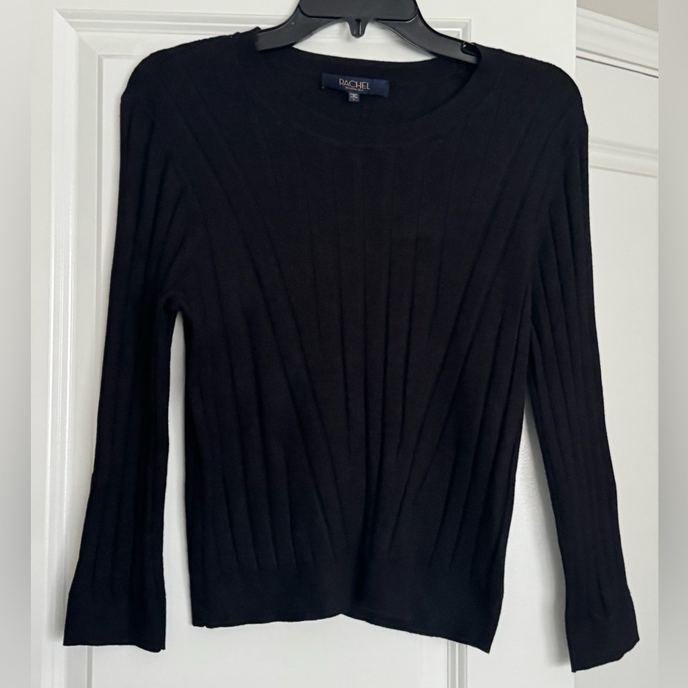 RACHEL Rachel Roy Black Ribbed Knit Top